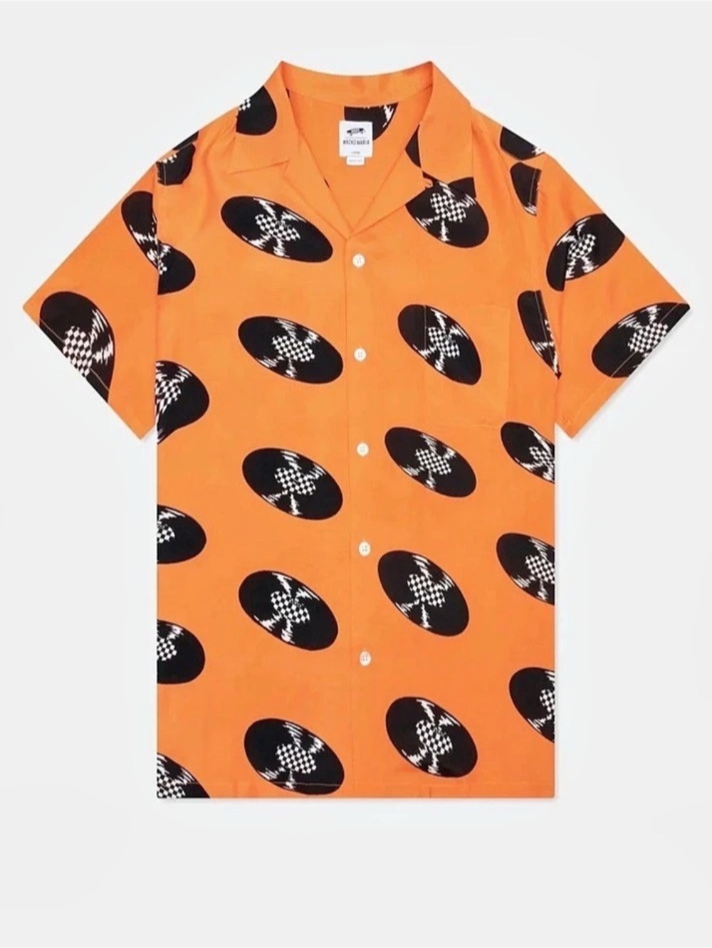 WACKO MARIA Men's Orange & Black Button-Up Shirt NWT